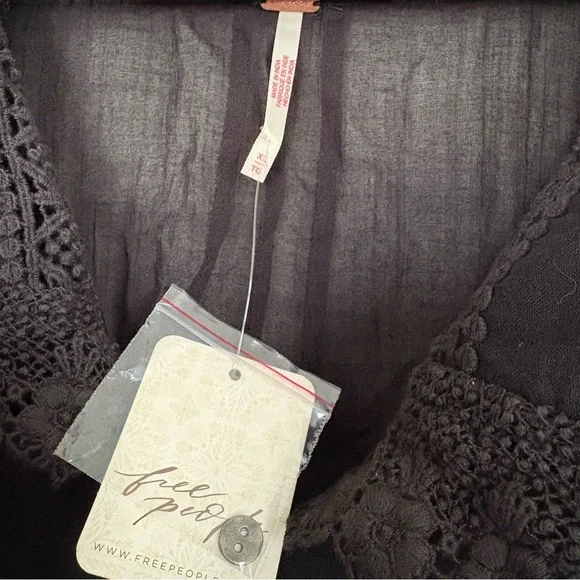 Free People Black Lace-Trim Mini Dress - Picture 3 of 8